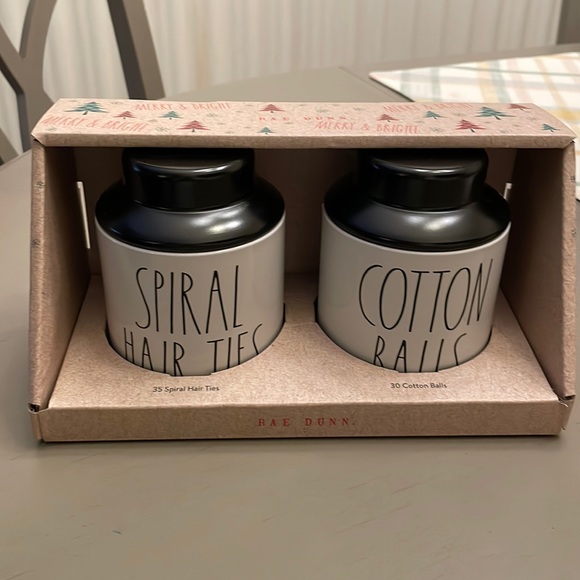 Rae Dunn Hair Ties and Cotton Ball Containers - Picture 1 of 4